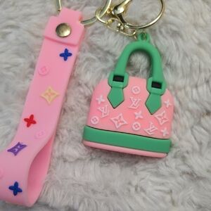 Pink and Green Keychain with Logo